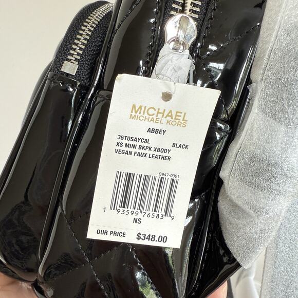 MICHAEL KORS ABBEY XS MINI BACKPACK CROSSBODY BAG QUILTED BLK